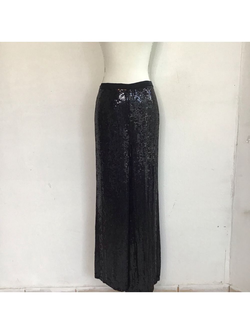 Joseph Le Bon Women Elegant Vintage Black Sequin Wide Leg Special Event Pants M